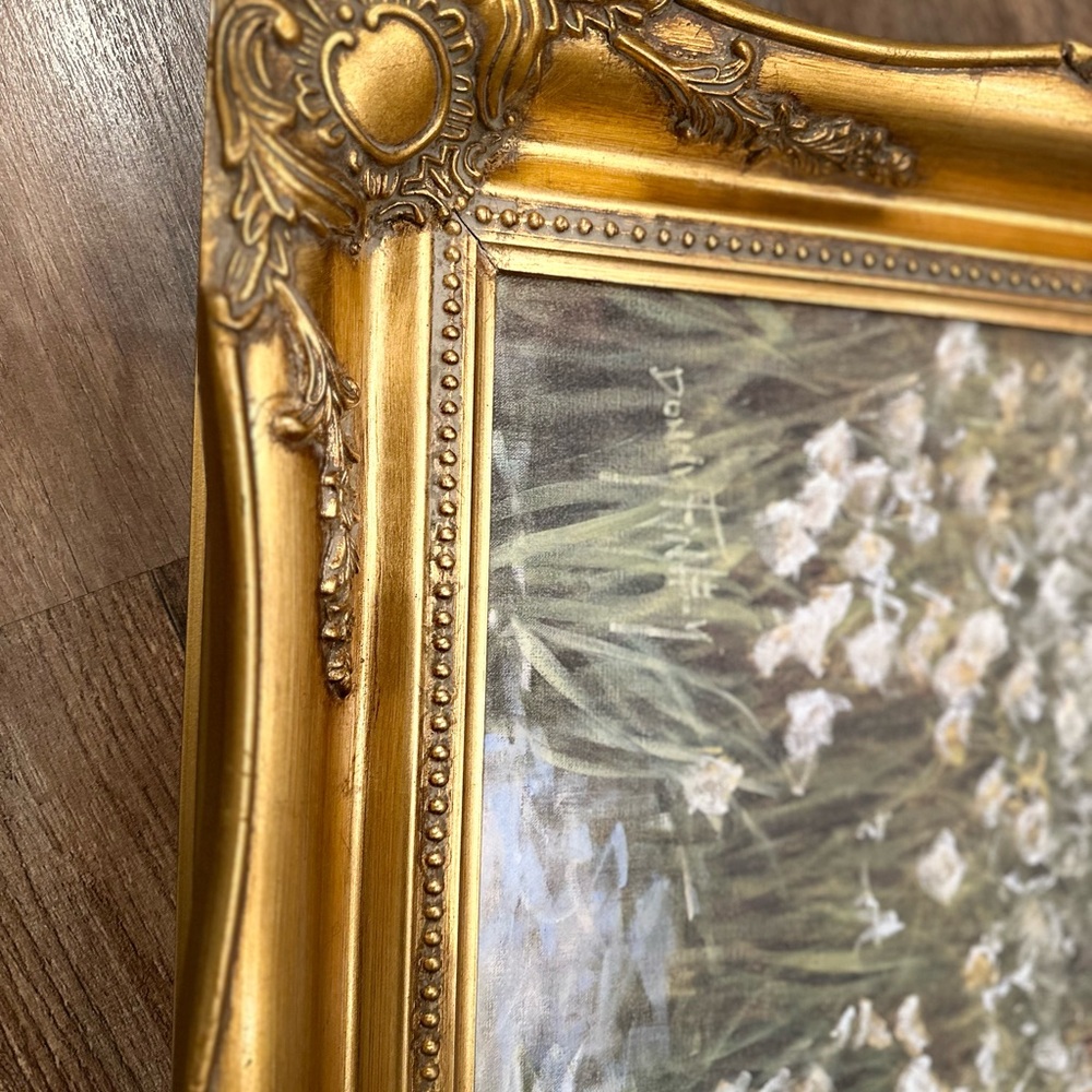 Gold Ornate Framed Floral Painting - Picture 3 of 4